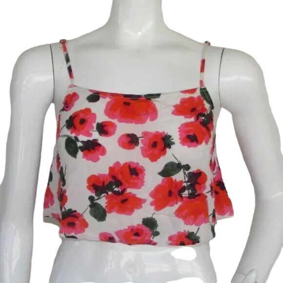 BILLABONG Swim cover/Camisole, M, Cropped, White/Red Floral, Straps - Picture 1 of 11